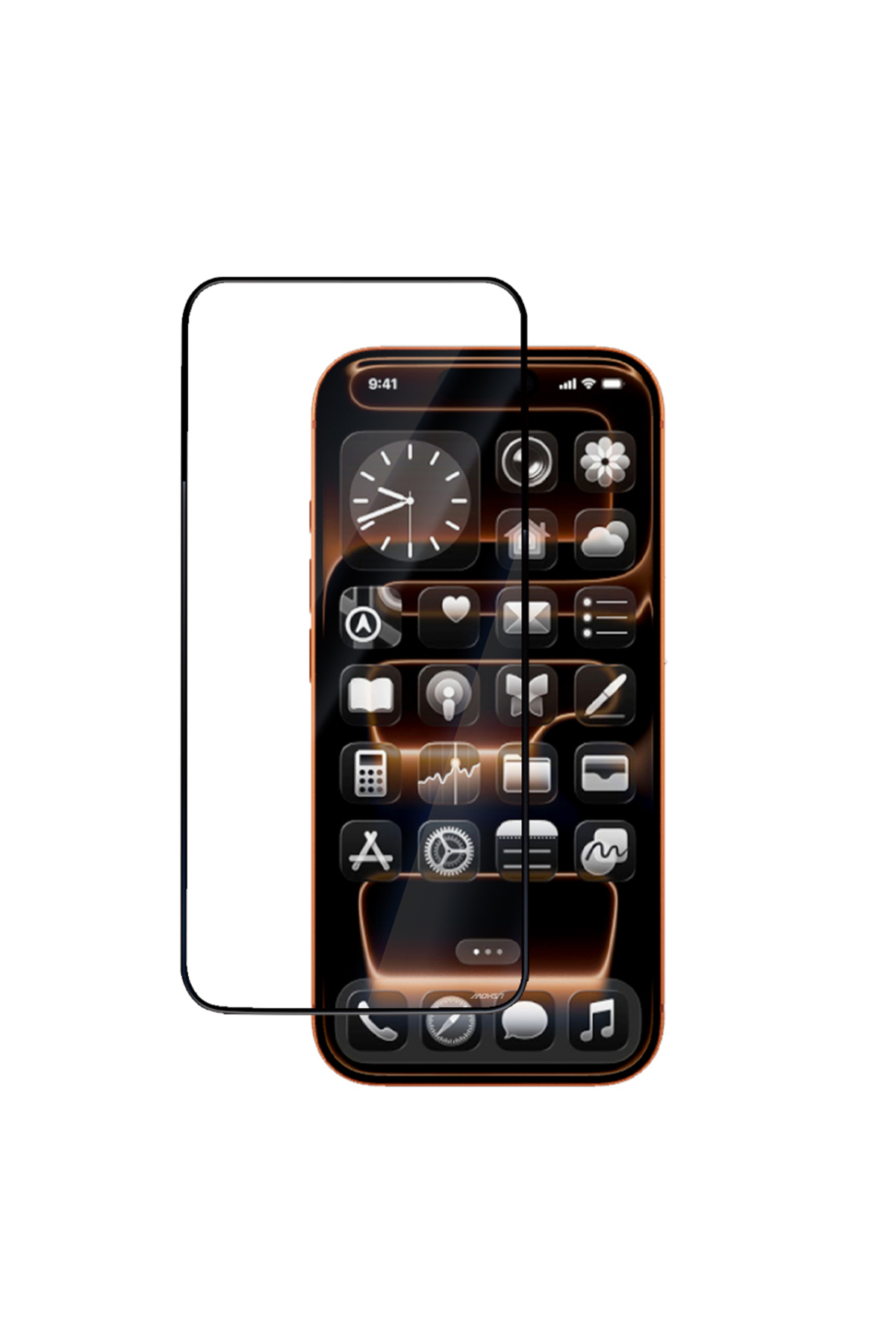 Uygulamaları gösteren bir iPhone üzerinde ekran koruyucu.