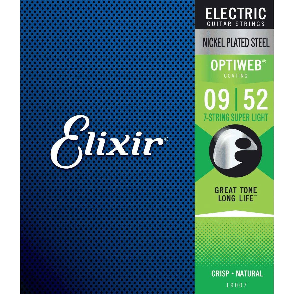 Elixir OPTIWEB 7 telli elektro gitar teli, 09-52 kalibre, nikel kaplamalı çelik.