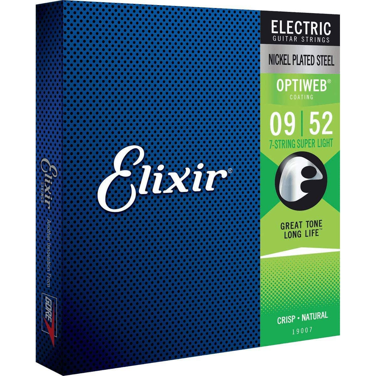 Elixir Optiweb 7 telli elektro gitar teli, .09-.52 kalibre, nikel kaplı çelik.