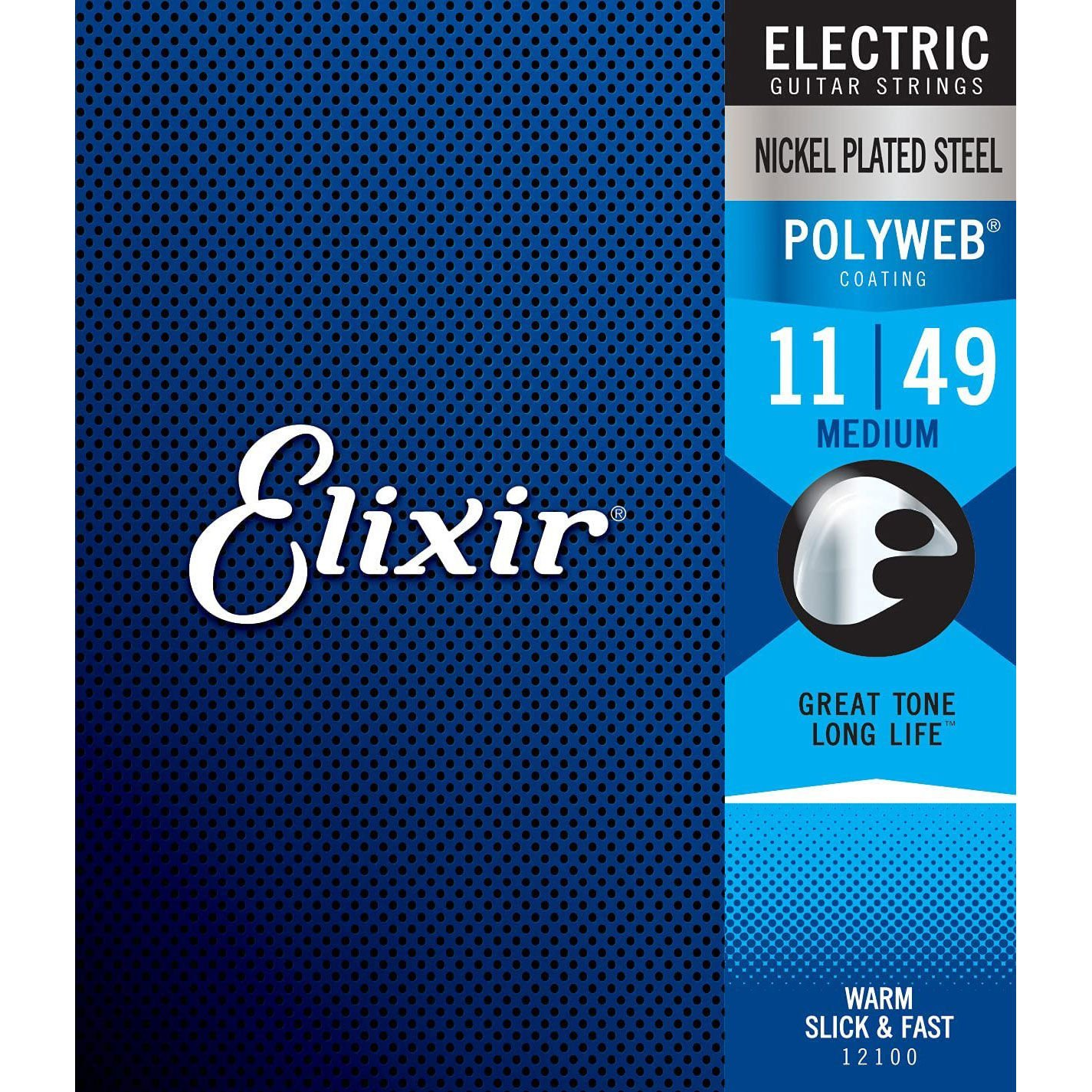 Elixir elektrik gitar teli ambalajı: Polyweb kaplama, 11-49 kalibre, medium, harika ton, uzun ömürlü.