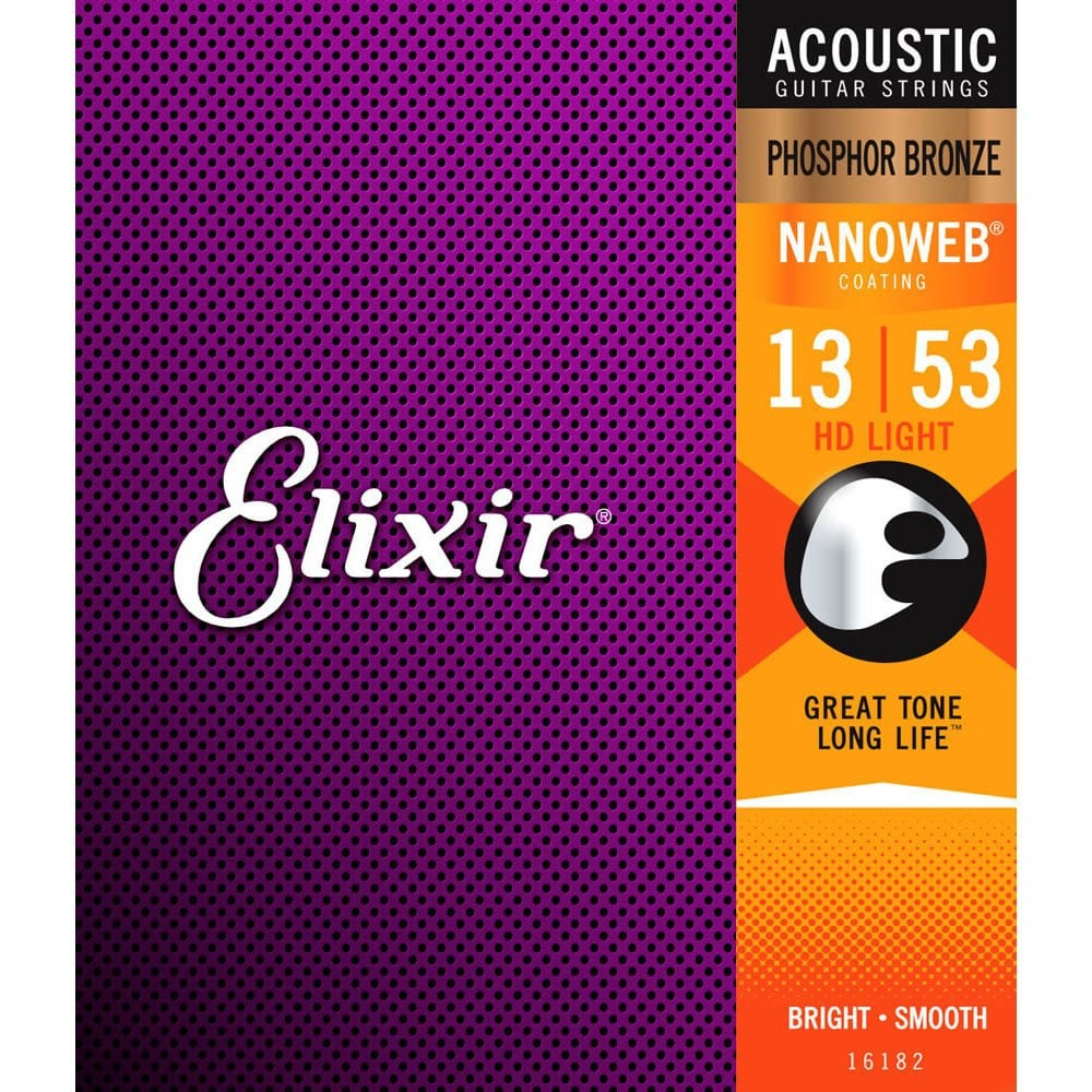 Elixir akustik gitar telleri, Fosfor Bronz, Nanoweb, 13-53 HD Light.