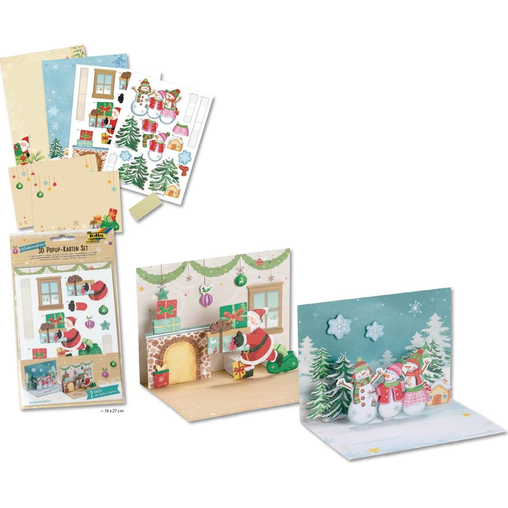 Weihnachtliche Pop-Up-Bastelsets mit Santa und Schneemännern.