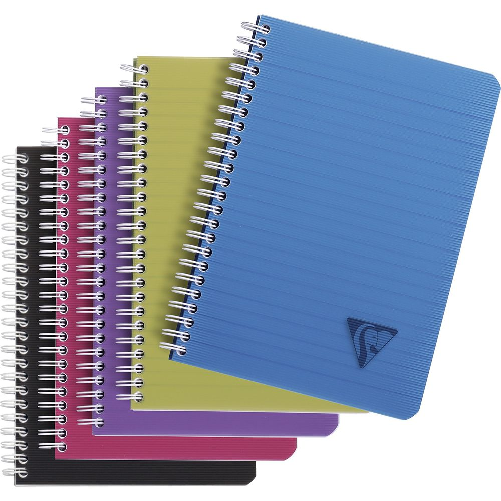 Plusieurs carnets à spirale de couleurs variées.