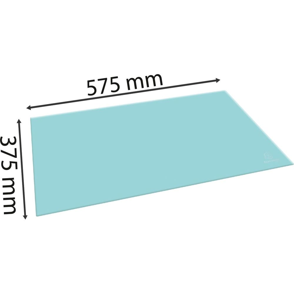 Hellblaue rechteckige Platte, 575 mm x 375 mm, mit Maßen.