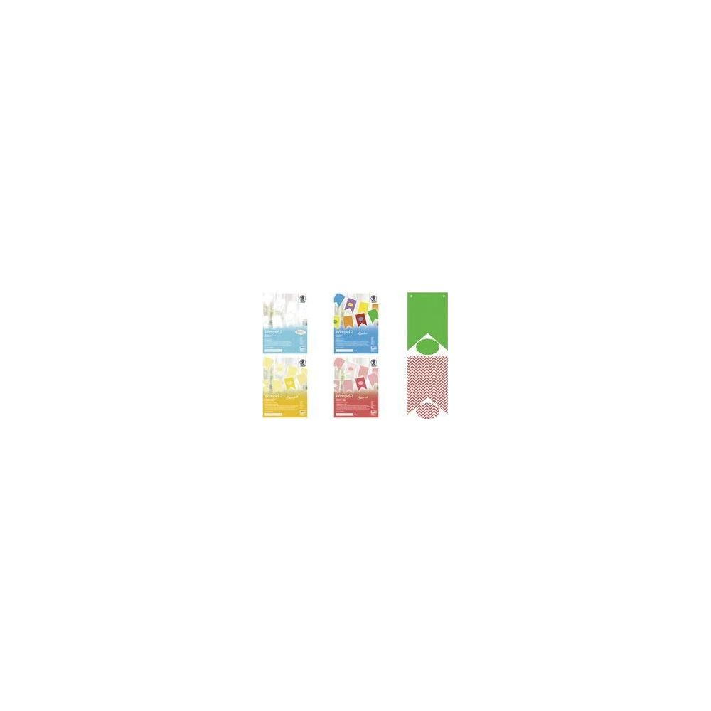 Quatre paquets de fanions colorés, trois sont divisés.
