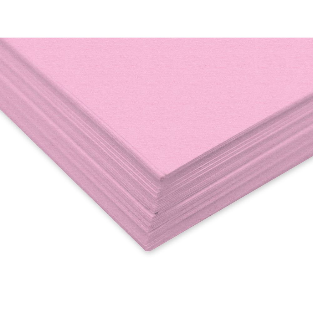 Ein Stapel hellrosa Papier, mit Schattenwurf auf der linken Seite.