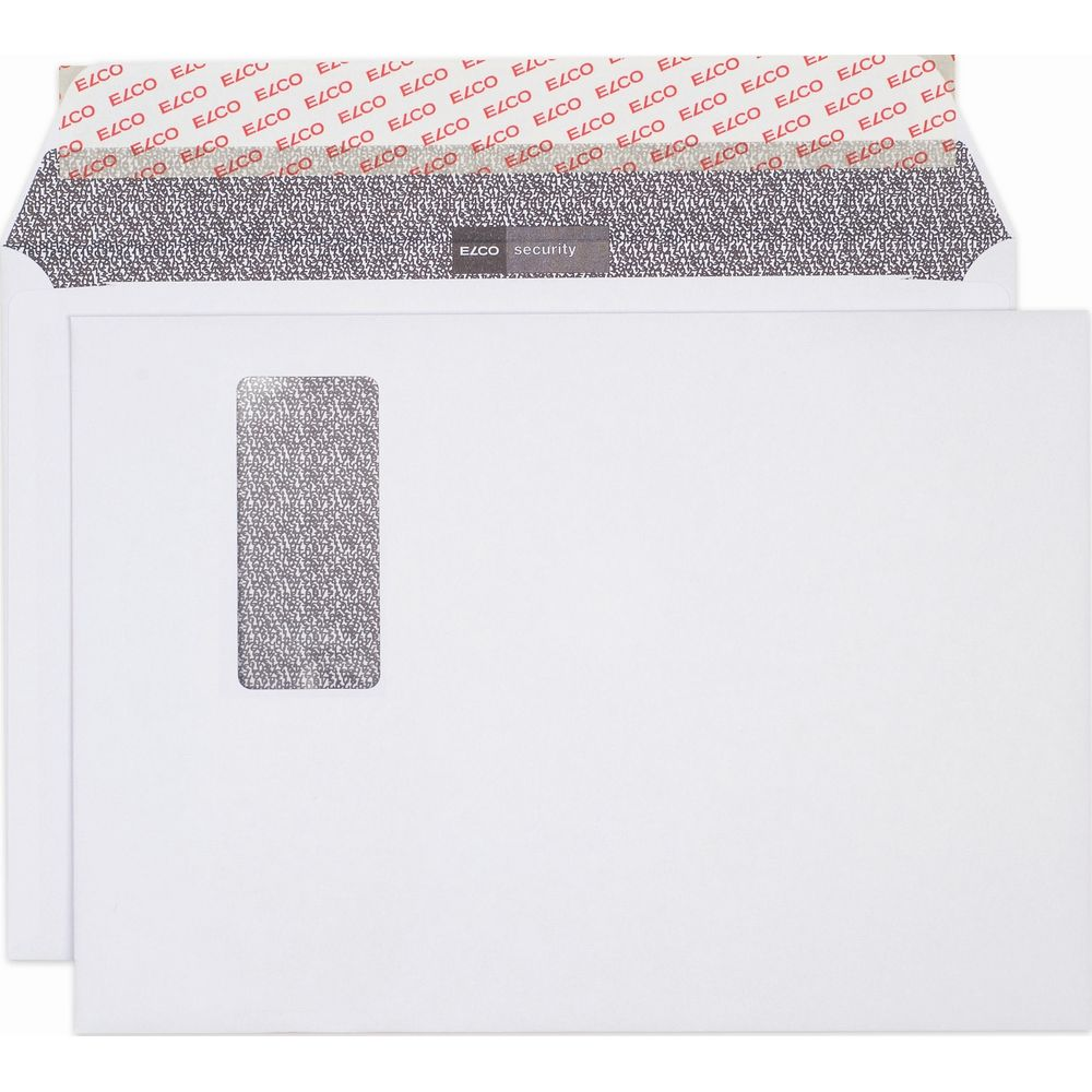 Deux enveloppes blanches avec fenêtre et impression de sécurité sur le rabat.