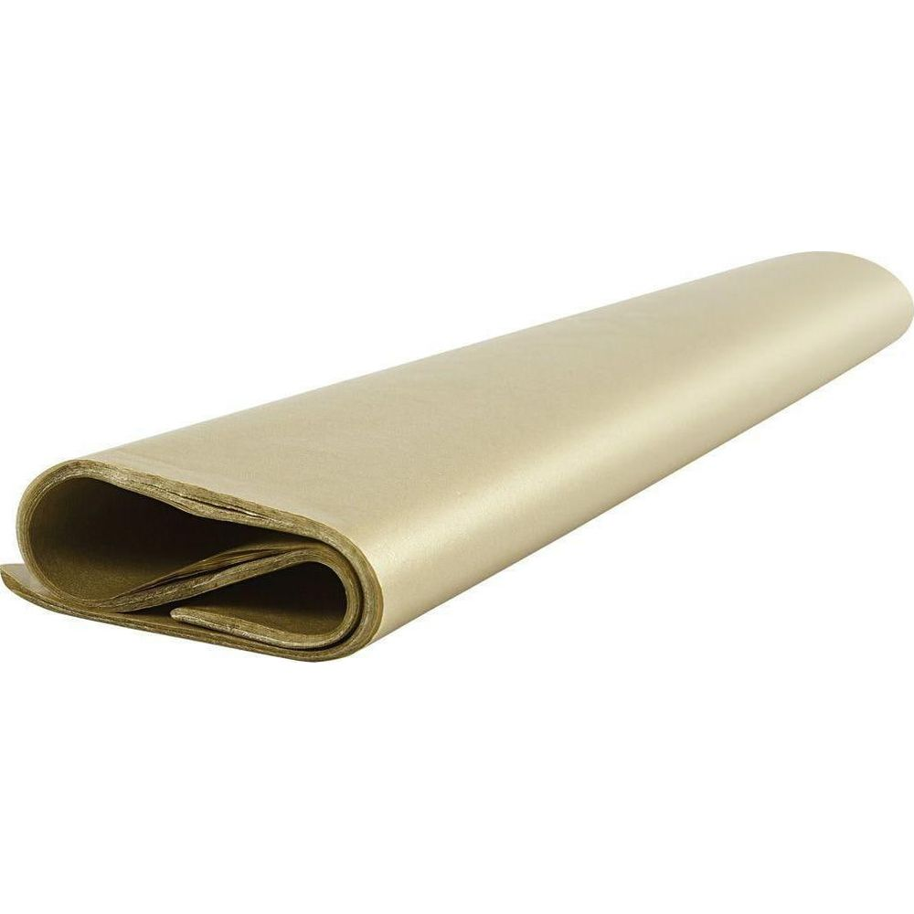 Une feuille de papier brun clair, roulée et légèrement pliée, repose sur fond blanc.