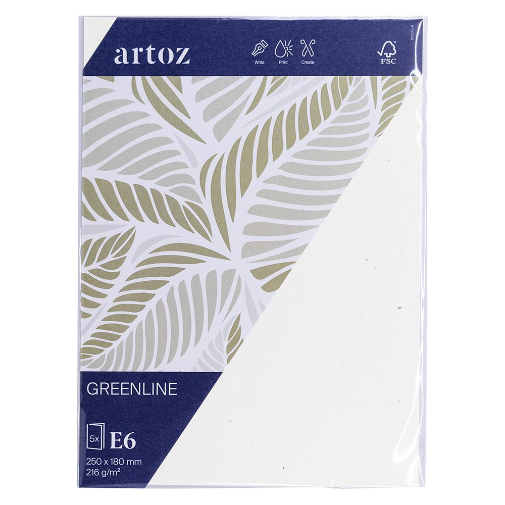 Greenline-Papierpackung mit Blattmuster, E6-Größe, 250x180mm, 216 g/m².