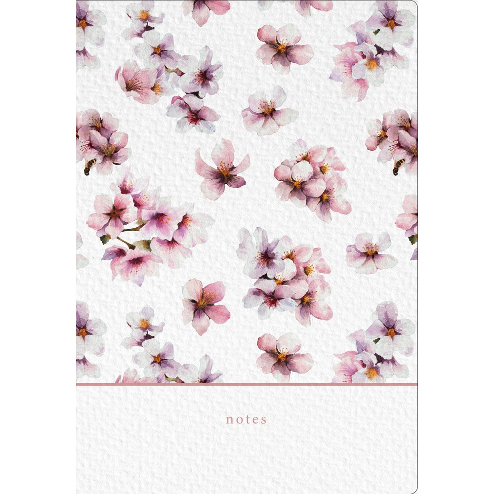 Hintergrund mit Aquarellkirschblüten in Rosa und Weiß auf texturiertem Papier.