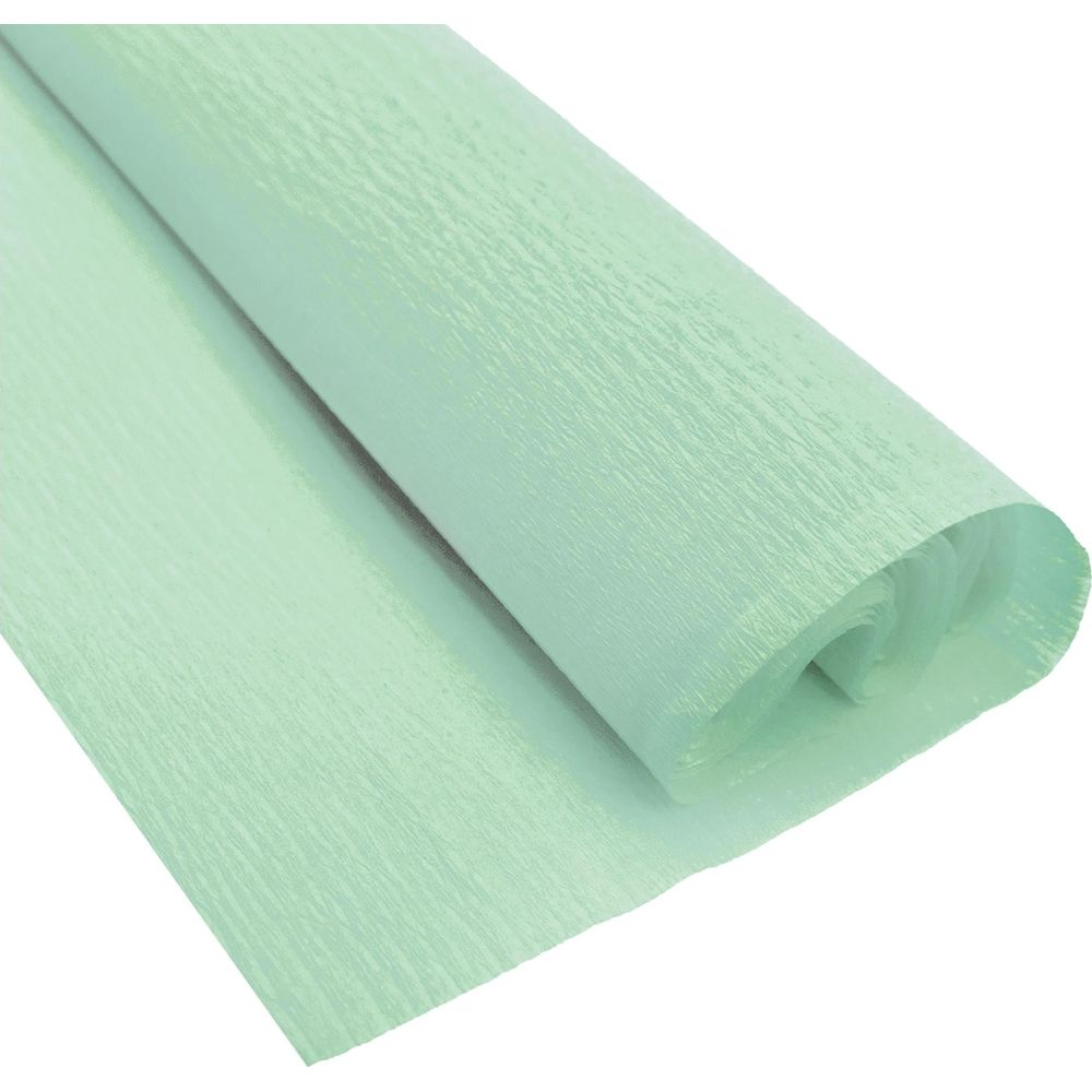 Eine Rolle mintgrünes Krepppapier mit einer strukturierten Oberfläche.