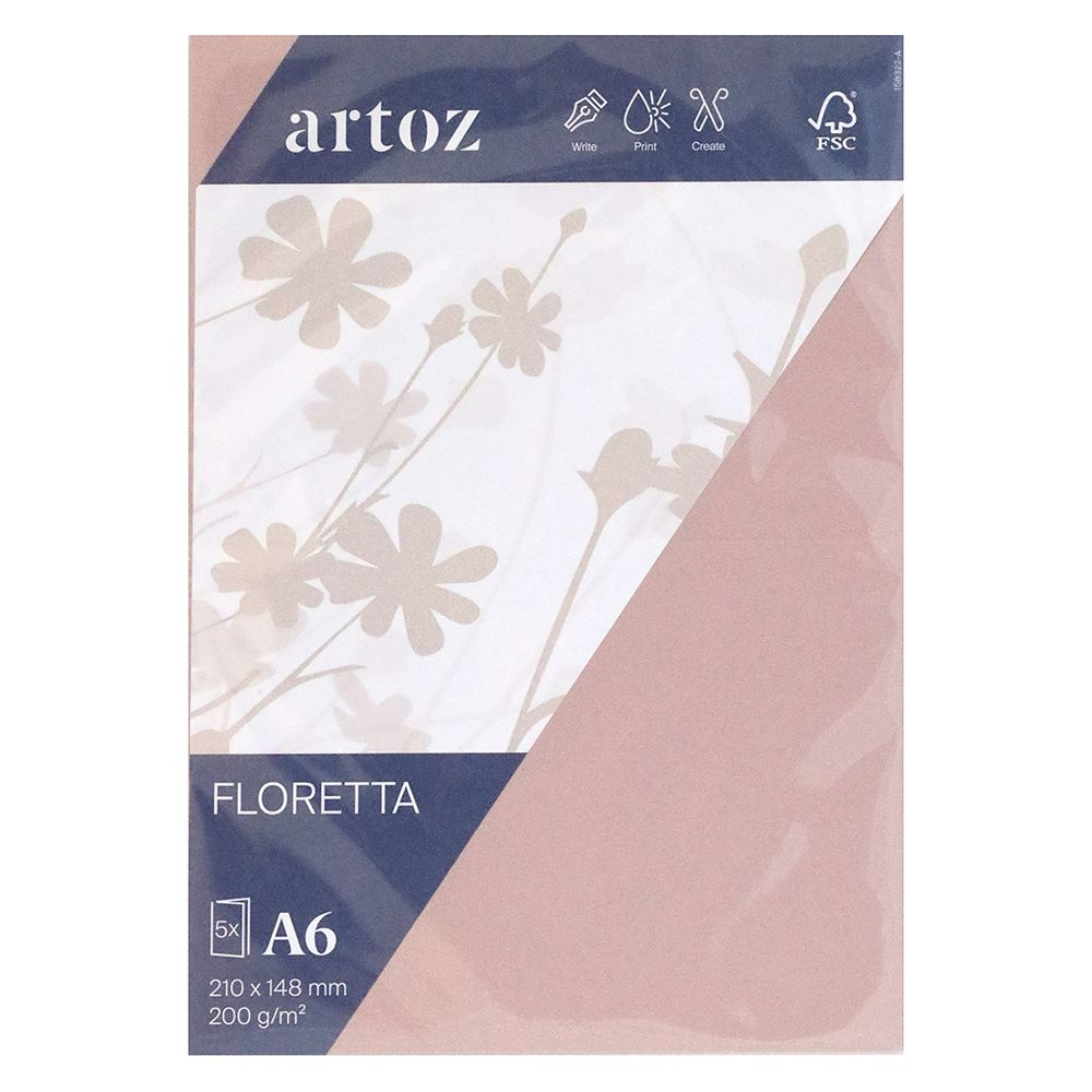 Artoz Floretta A6 Papier, 200 g/m², mit Blumenmuster.