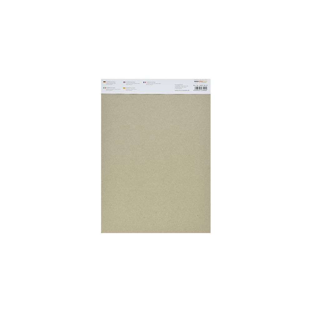 Ein Blatt hellbraunes Papier liegt auf einer weißen Fläche.