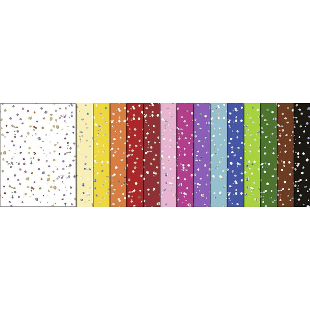 Motivi di coriandoli colorati su vari sfondi colorati.