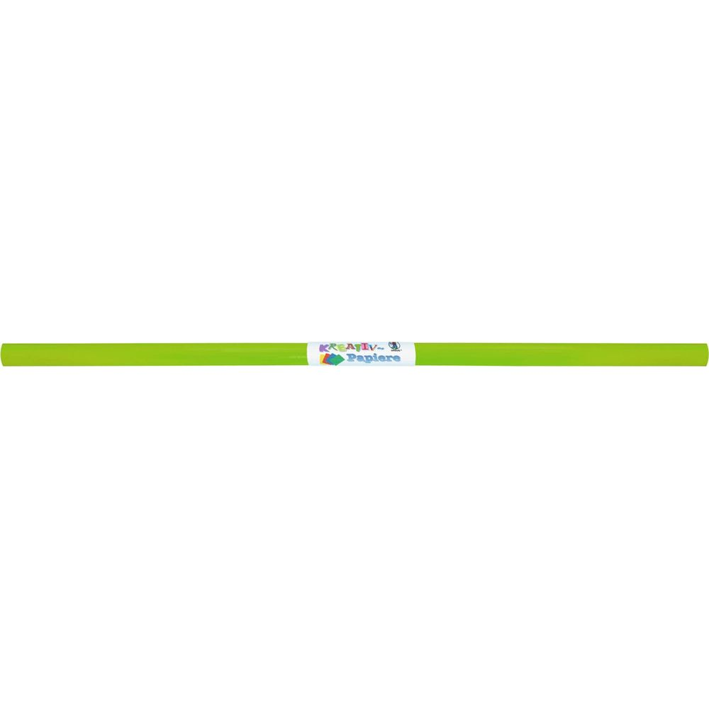 Eine grüne Papierrolle mit einem Etikett, auf dem 'Kreativ Papiere' steht.