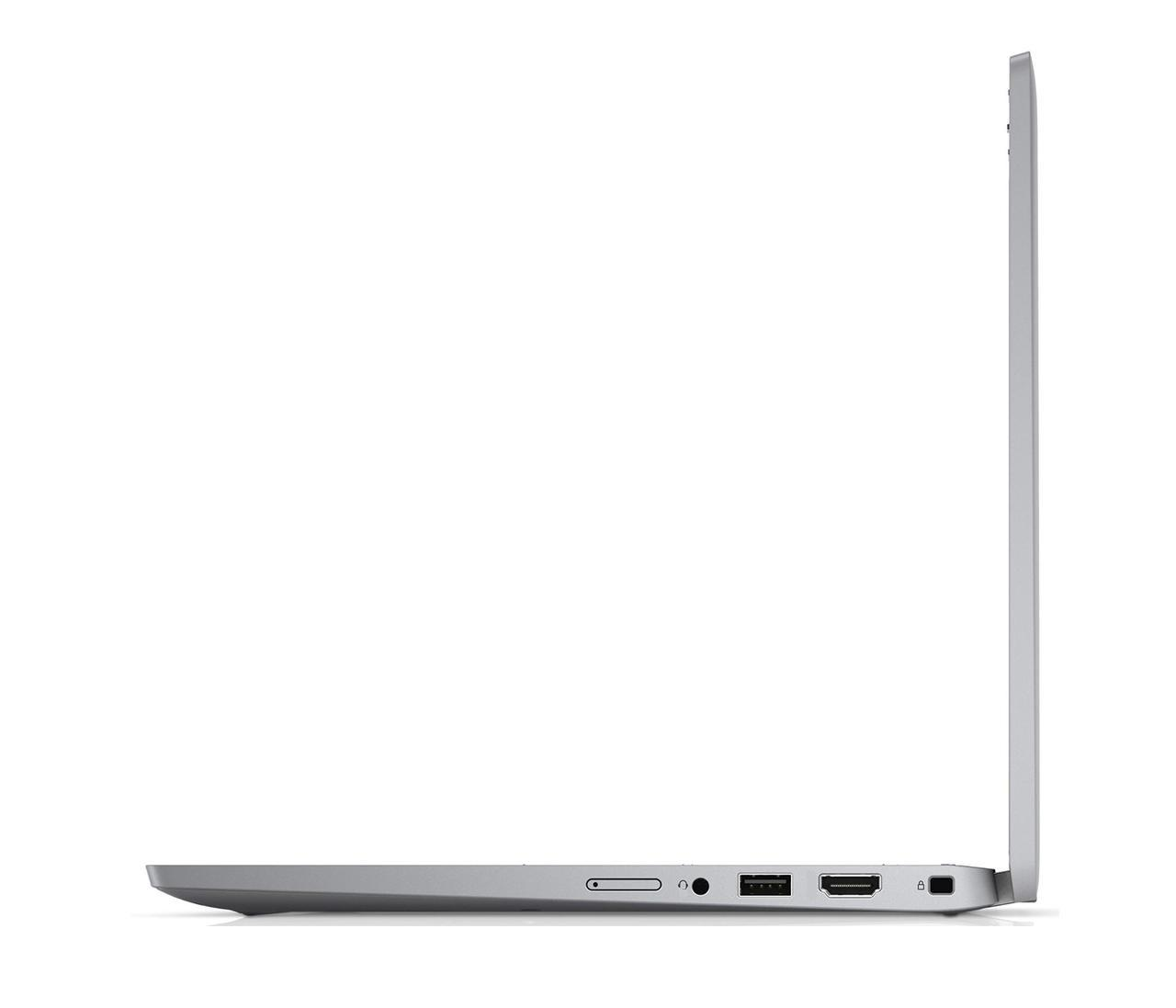 Silberner Laptop von der Seite mit Anschlüssen: SD-Kartenleser, USB, HDMI.
