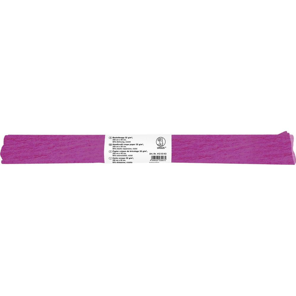Carta crespa viola 32 g/m², 250x50cm, 60% elastica.