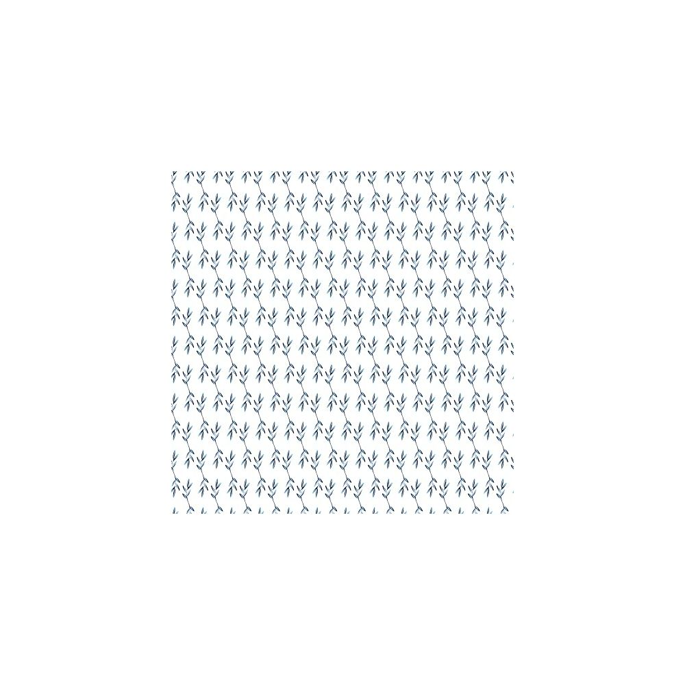 Fond blanc avec un motif répétitif de petites brindilles bleues.
