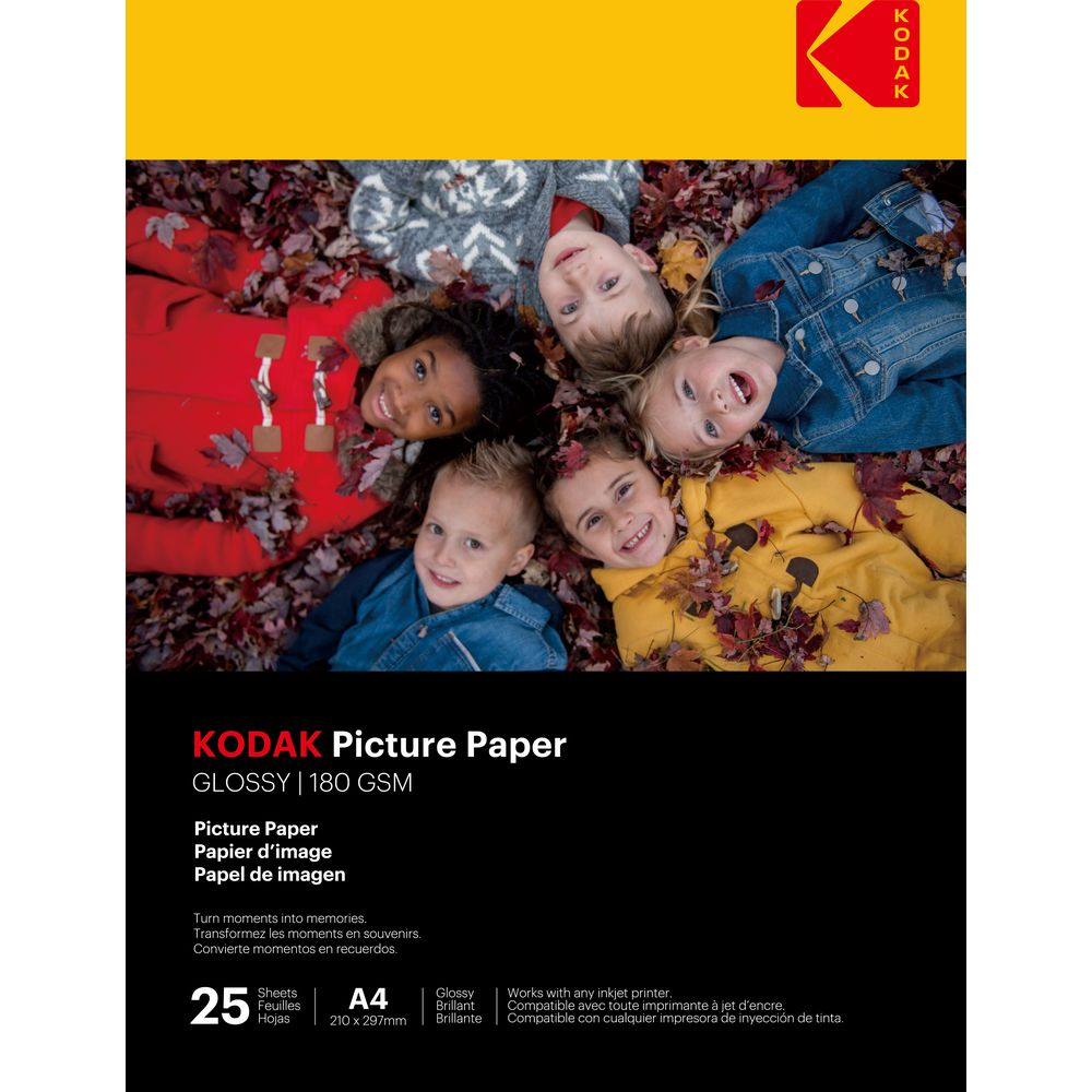 Fünf Kinder liegen im Herbstlaub. KODAK Picture Paper Werbung.