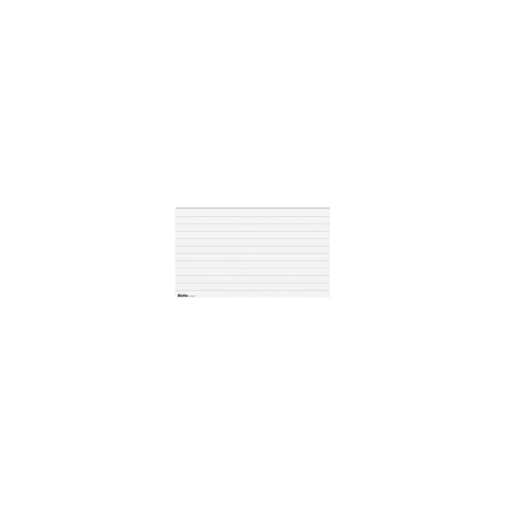 Un foglio di quaderno bianco con righe blu e una piccola scritta in basso a sinistra.