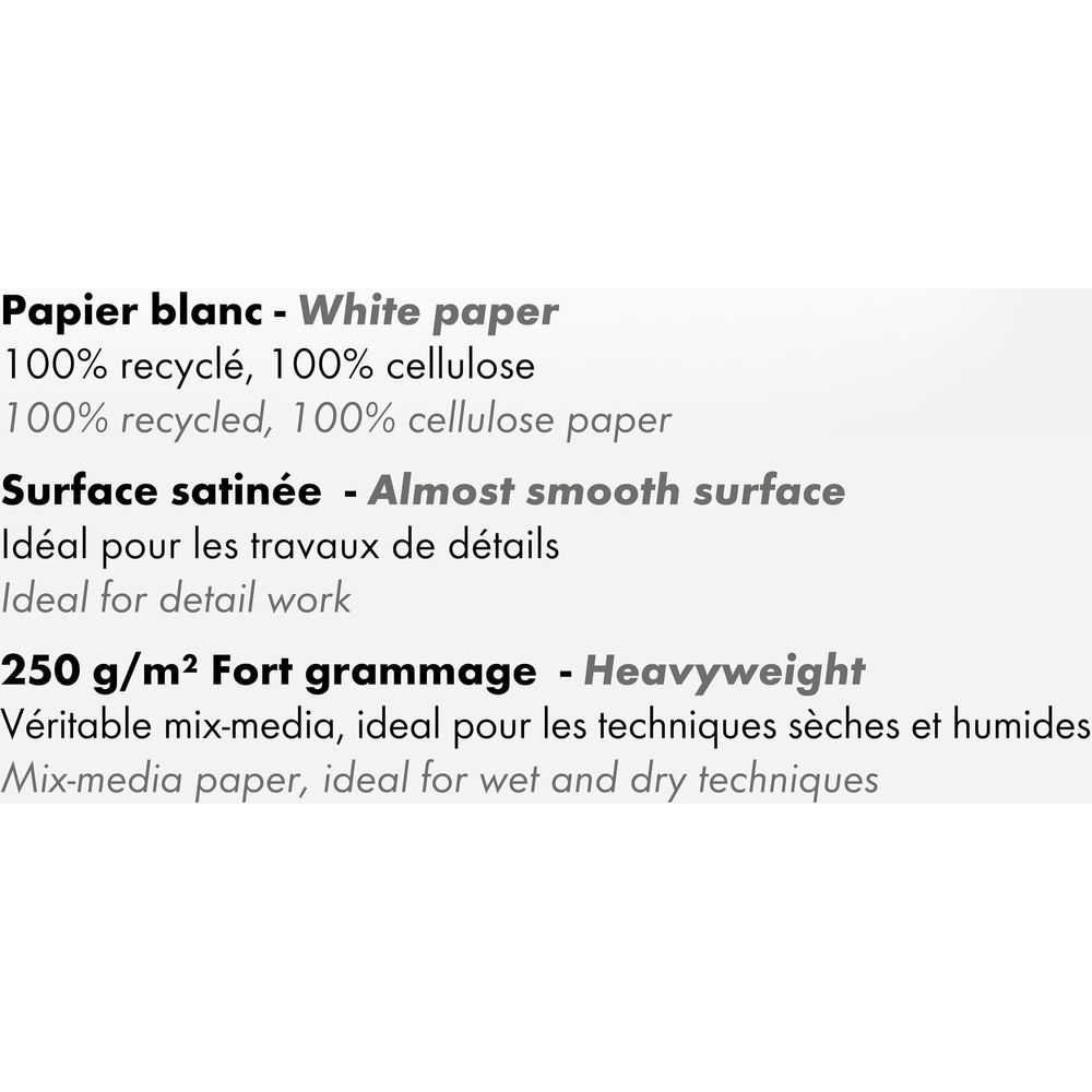 Weißes Papier, 100% recycelt, glatte Oberfläche, 250 g/m².