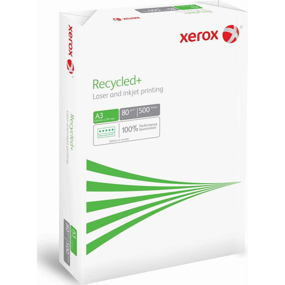 Packung Xerox Recycled+ Papier, A3, 80 g/m², 500 Blatt, für Laser/Inkjet.
