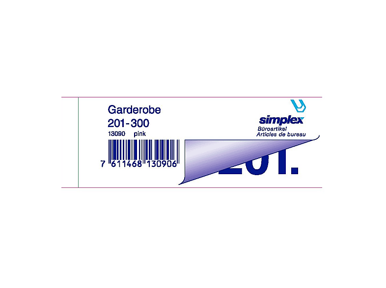 SIMPLEX Garderobenblock 201-300 13090 100 Blatt Garderobenblöcke ...