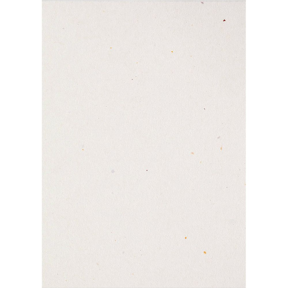 Una carta testurizzata, bianco sporco, con minuscole macchie arancioni, rosse e viola.