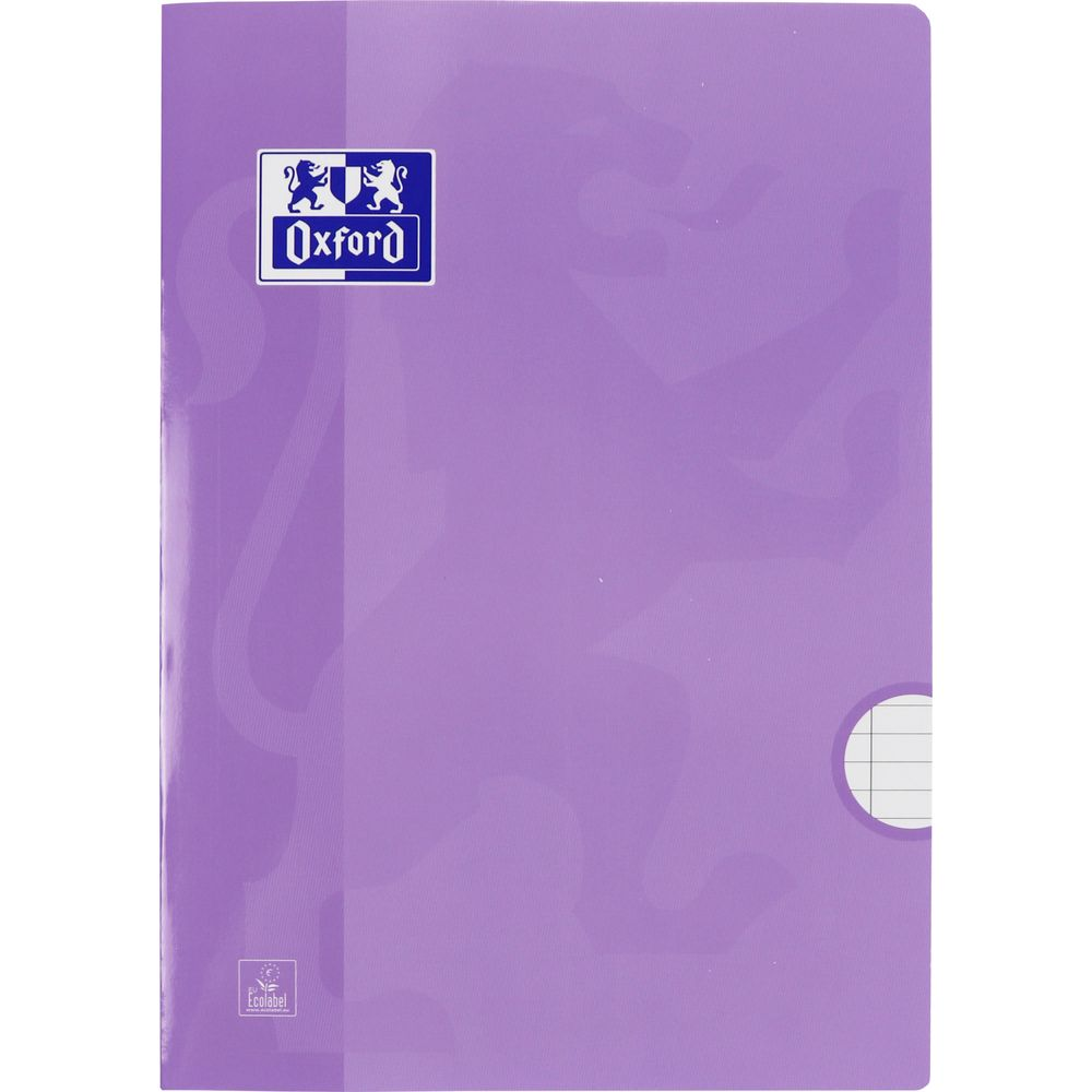 Lila Oxford Notizbuch mit Logo und Ökolabel