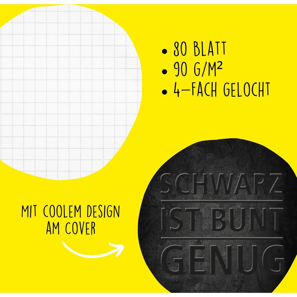 Gelochtes Papier 80 Blatt, 90g/m². Schwarz ist bunt genug.