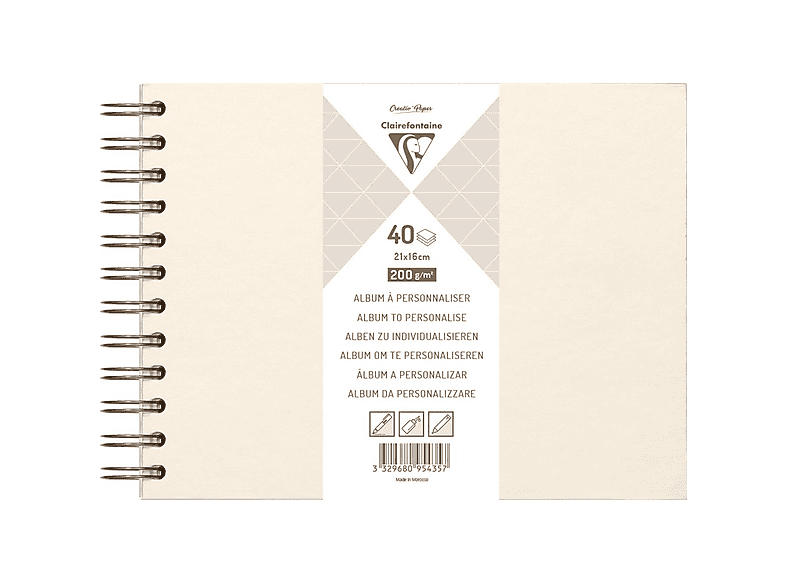 CLAIREFONTAINE Cahier DIY Blanc, 200 g/m² | Cahier avec 40 feuilles ...