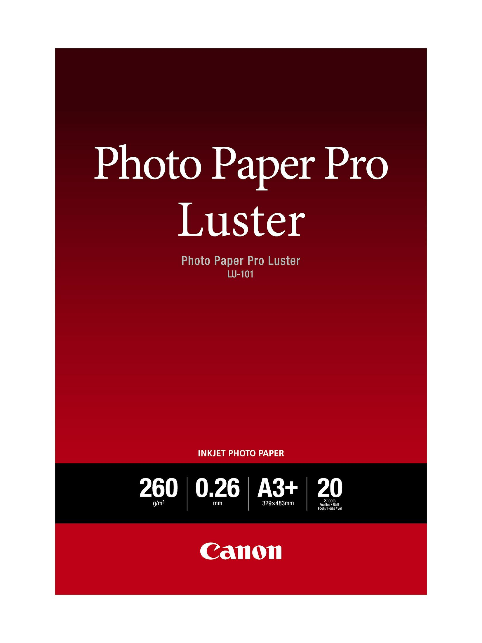 Canon Photo Paper Pro Luster LU-101, 260g/m², 0.26mm, A3+, 20 Blatt.