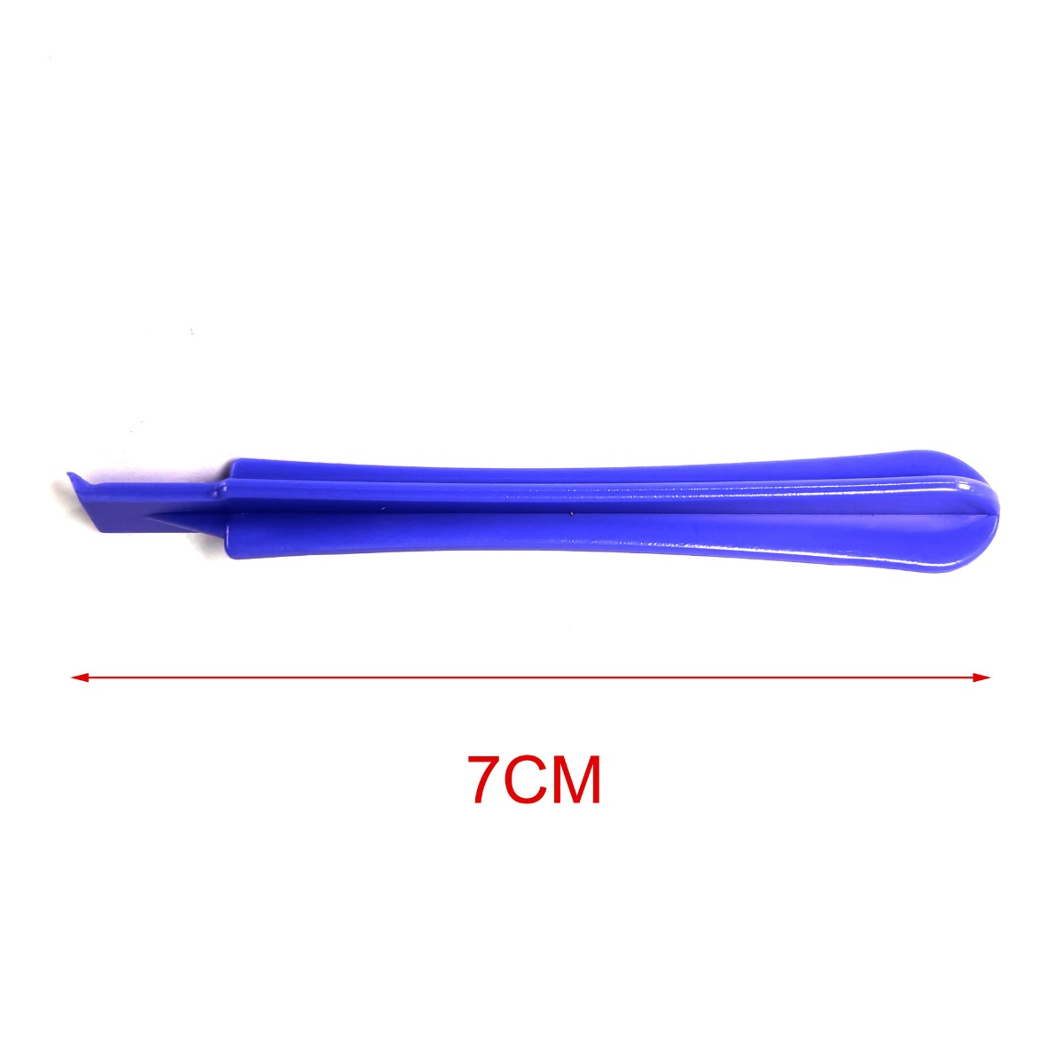 Attrezzo blu con misura di 7 cm.