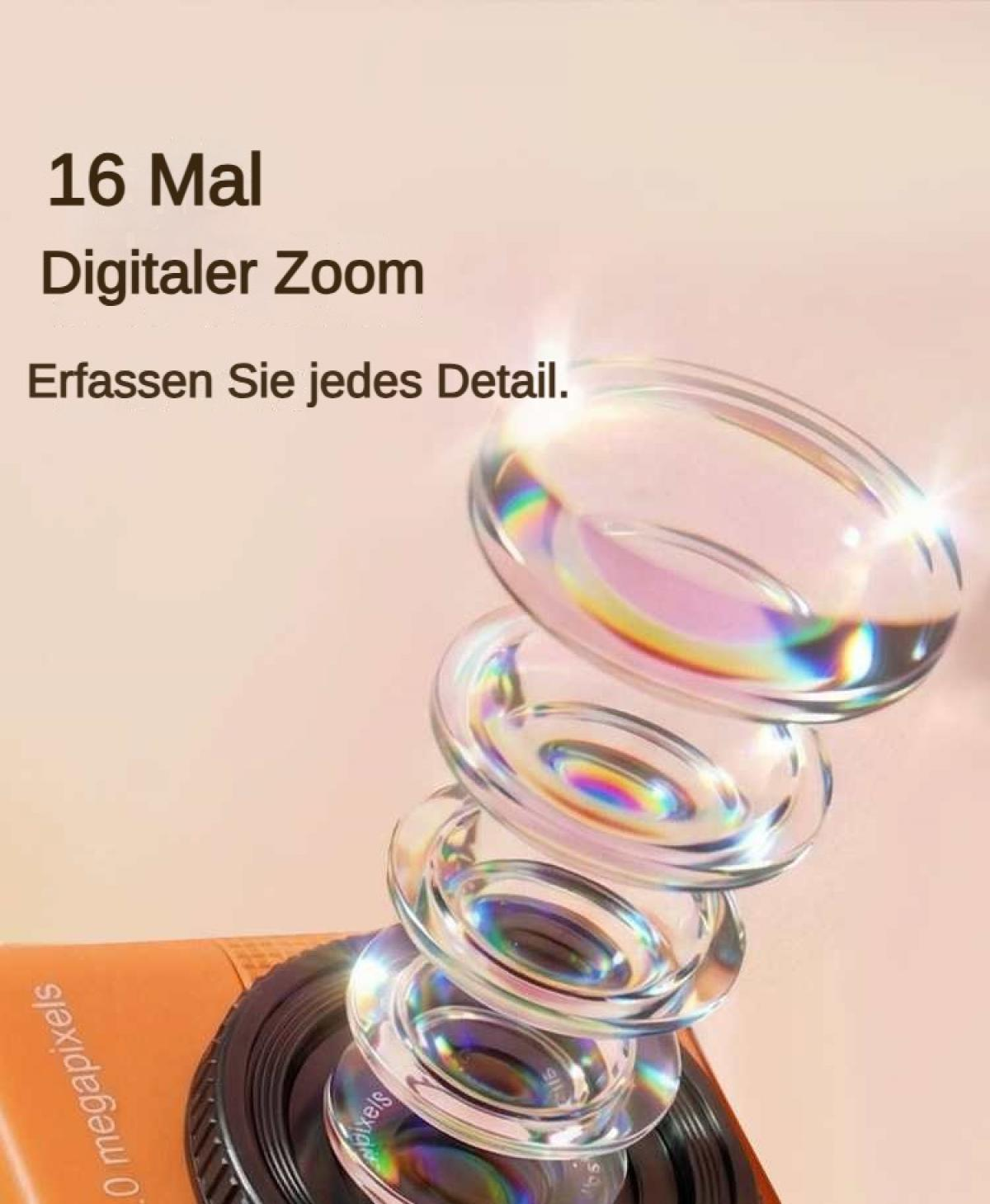 Eine Nahaufnahme einer Kameralinse mit mehreren Glaselementen und Text.
