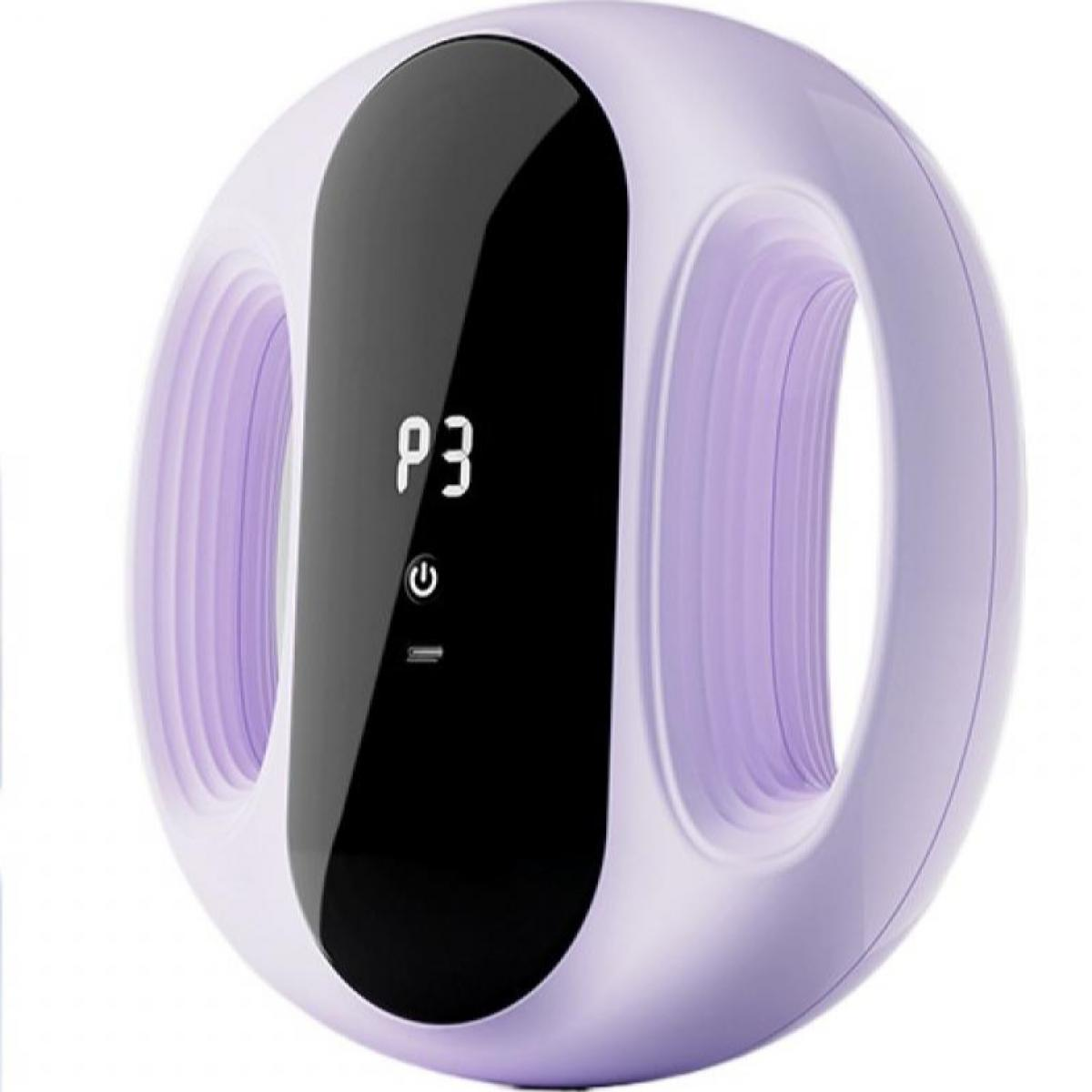 Ein lila Gerät mit schwarzem Display, das P3 und ein Power-Symbol anzeigt.