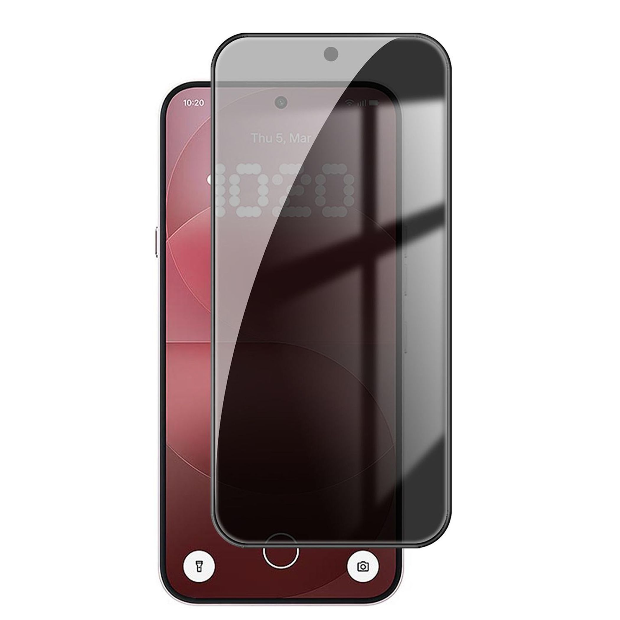 Due smartphone uno accanto all'altro, uno con proteggi schermo privacy.