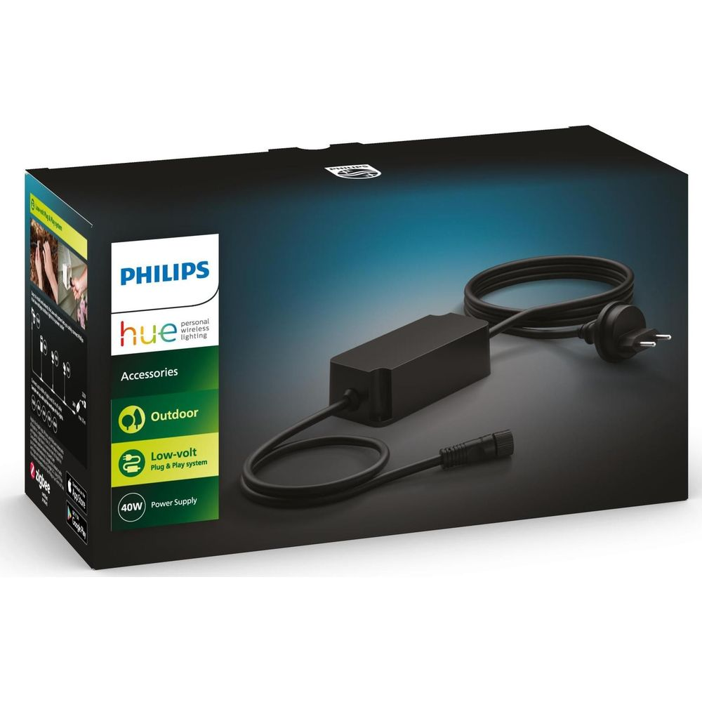 Alimentation extérieure Philips Hue avec câbles et prise.
