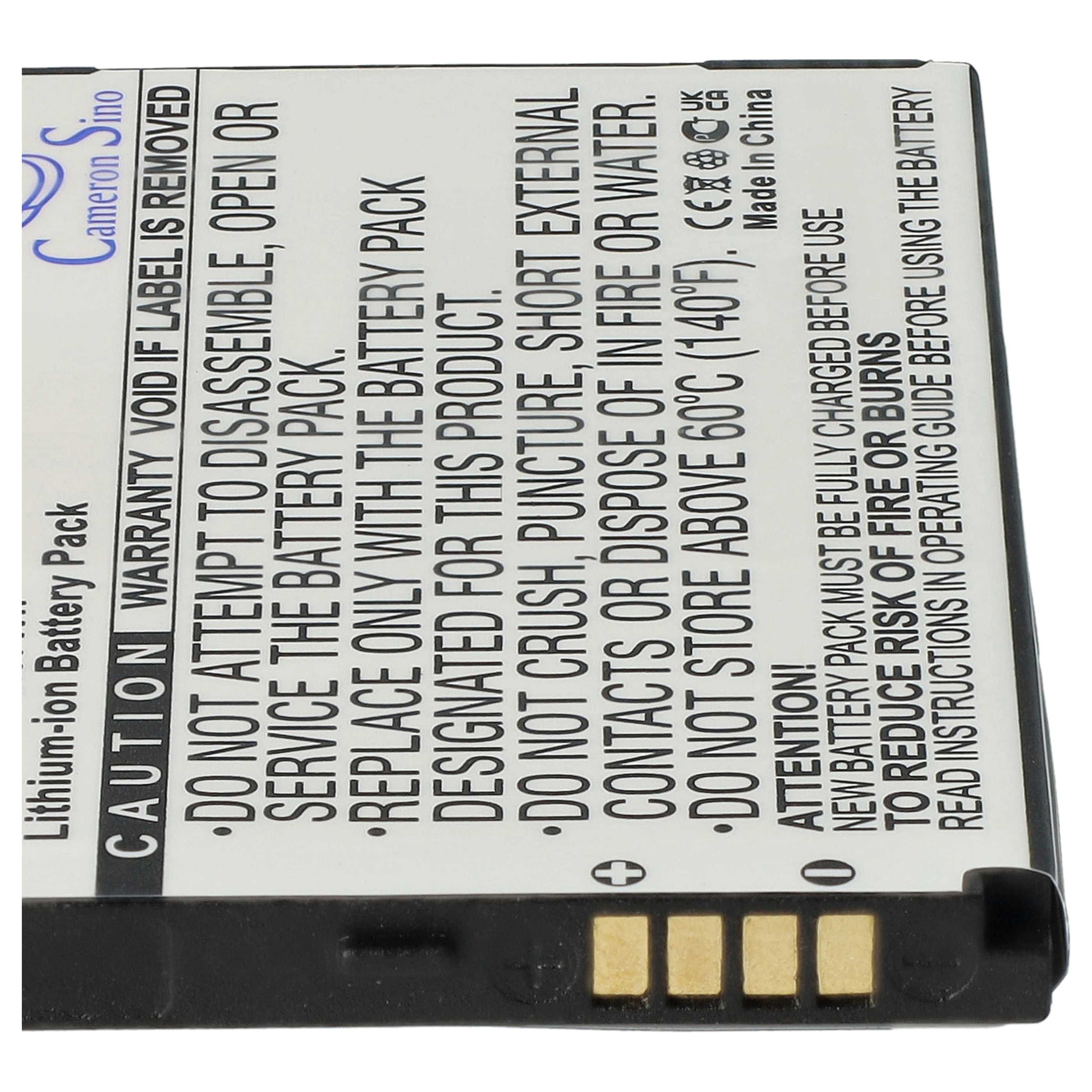 Lithium-Ionen-Akku mit Warnhinweisen und Herstellungsland China.