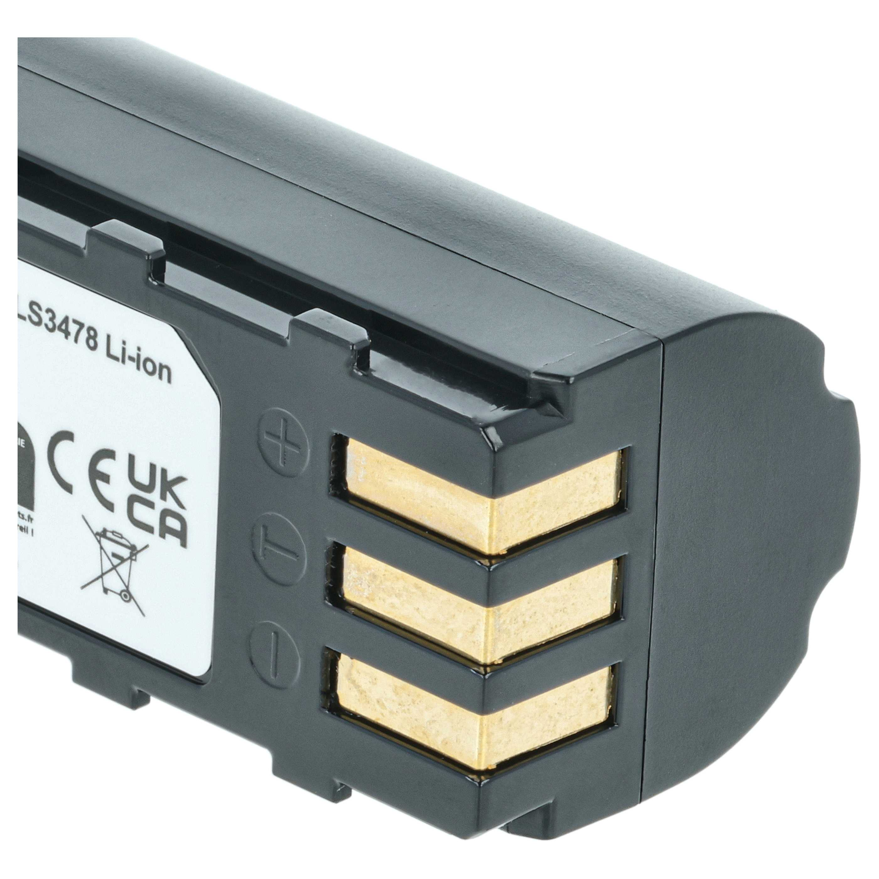 Schwarzer Akku mit goldfarbenen Kontakten und Kennzeichnung 'LS3478 Li-ion'.