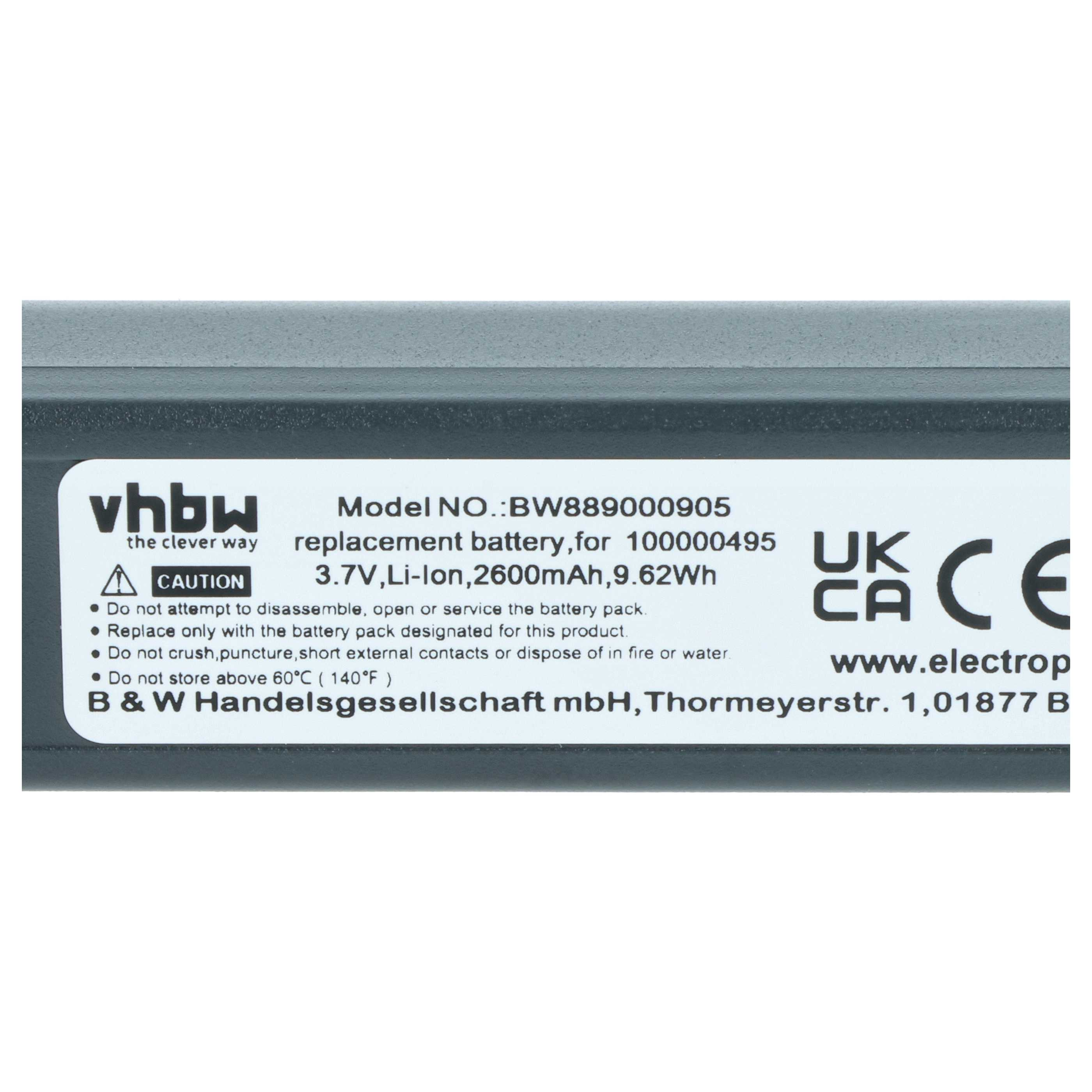 vhbw Ersatzakku BW889000905, 3.7V Li-Ion, 2600mAh, 9.62Wh, CE, UKCA