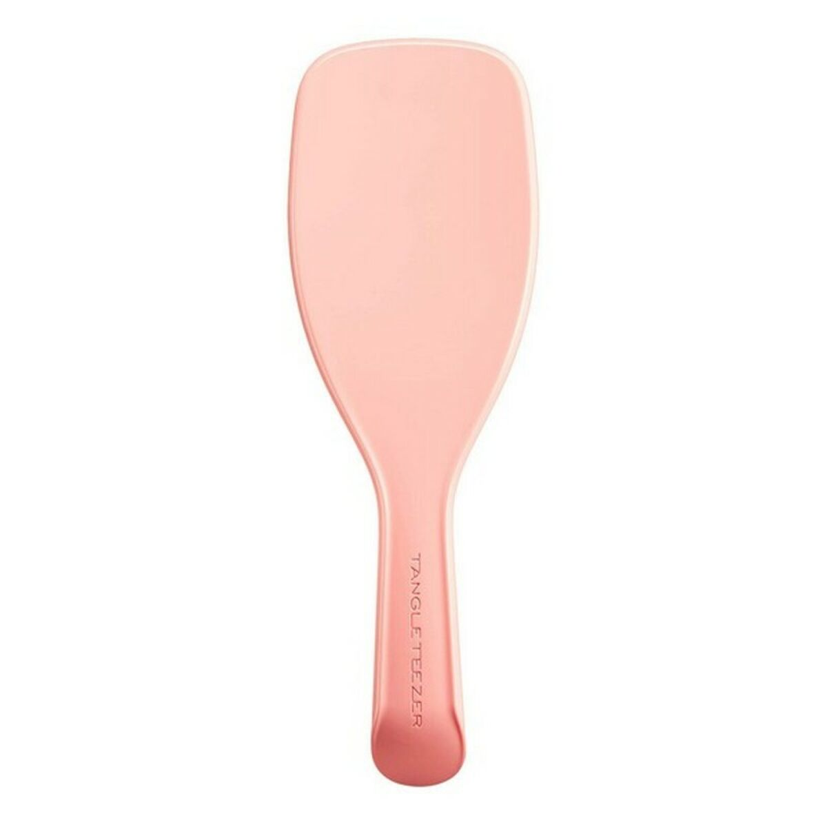 Una spazzola per capelli rosa con testa larga e manico Tangle Teezer.