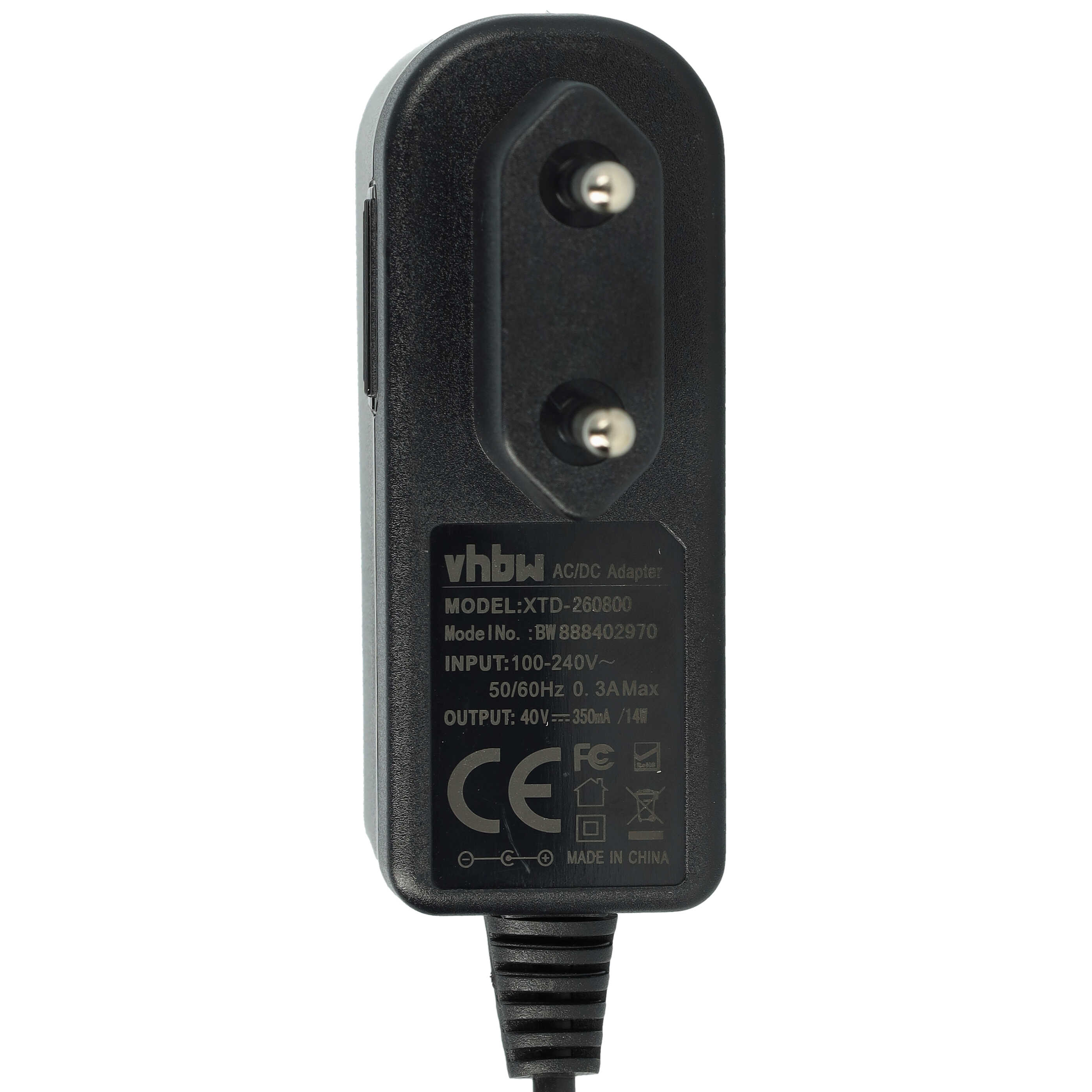 Schwarzer vhbw AC/DC-Adapter mit EU-Stecker, Modell XTD-260800.