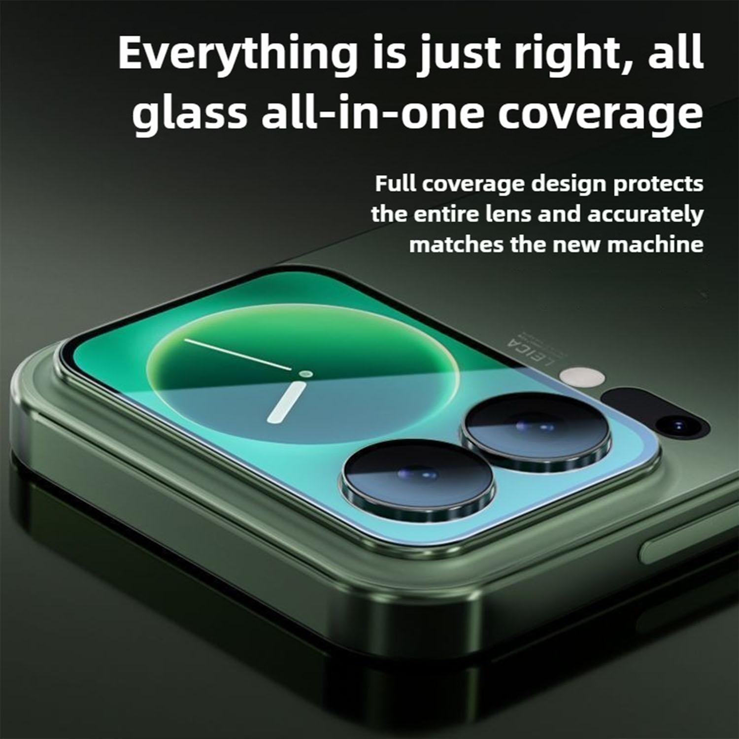 Eine grüne Handy-Rückseite mit drei Kameras und dem Leica-Logo.
