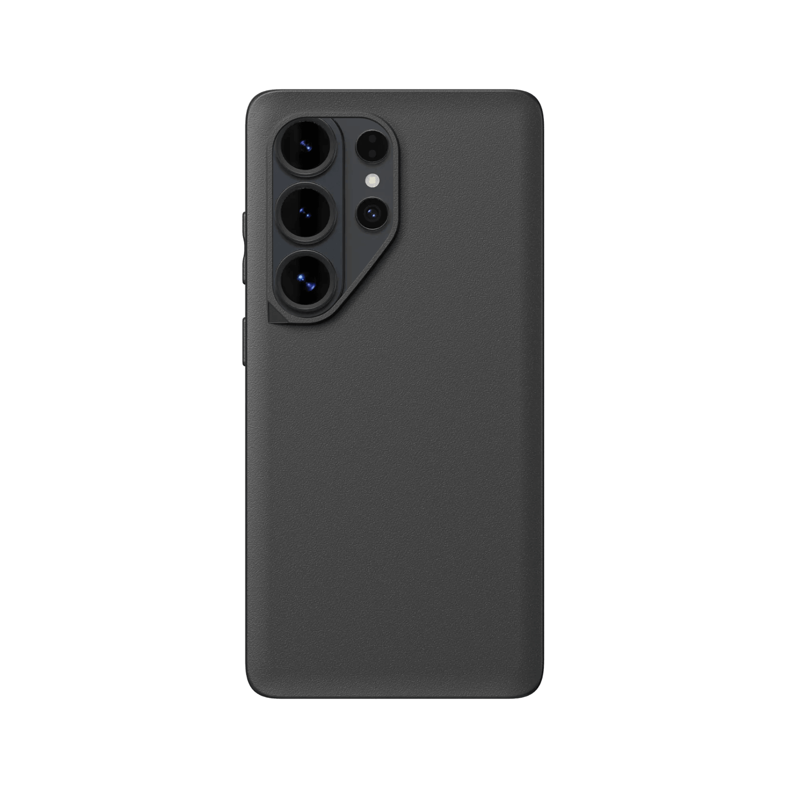 Dunkelgraues Smartphone-Rückenteil mit Kameralinsen und Blitz.