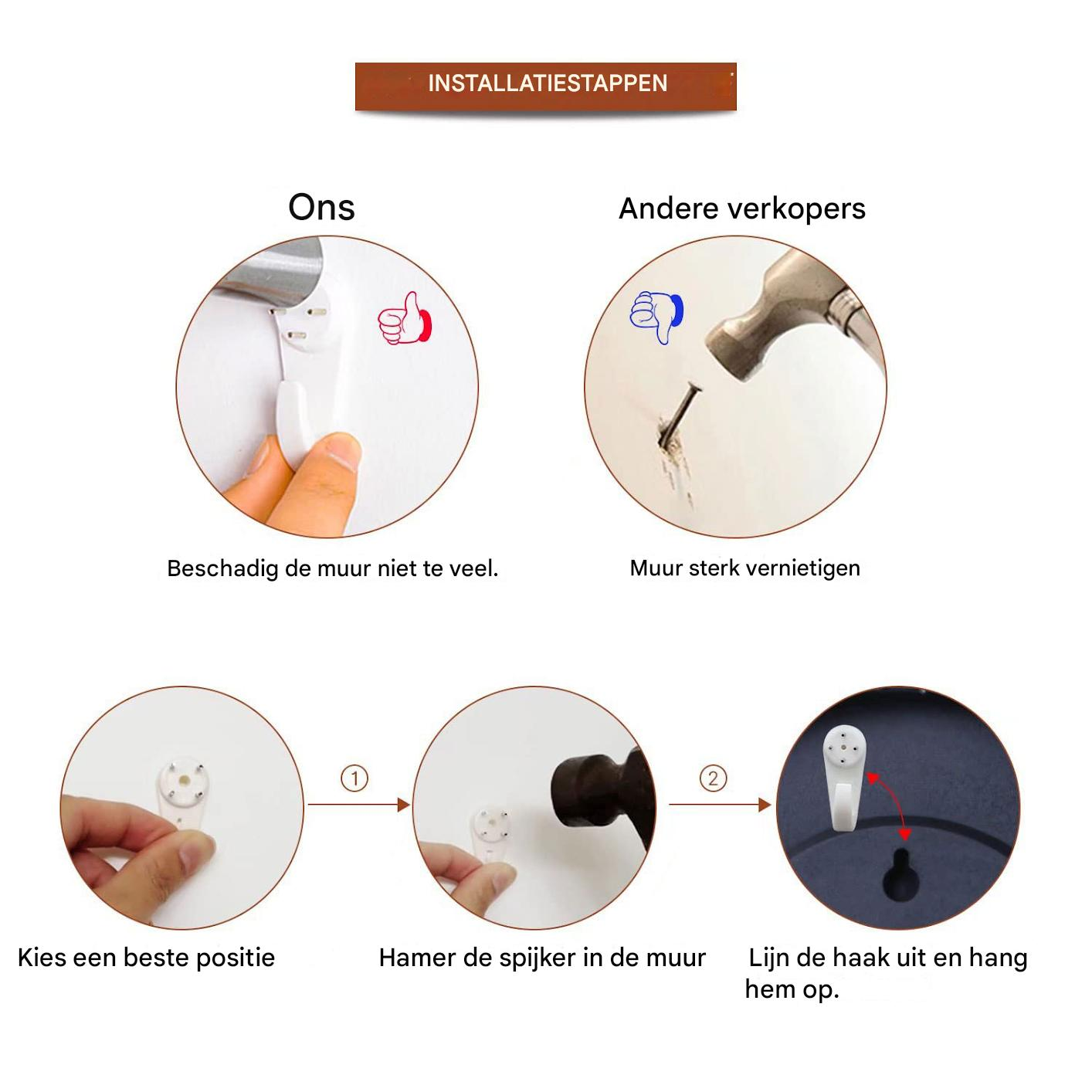 Anleitung: Wandhaken richtig anbringen, ohne die Wand zu beschädigen.