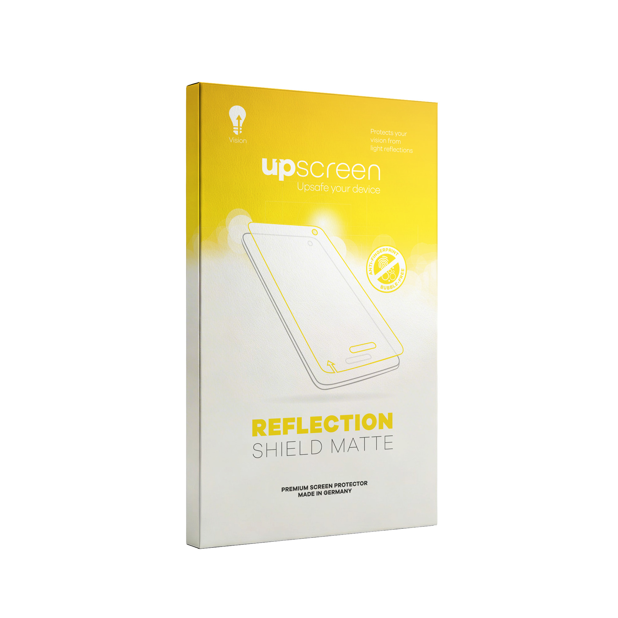 Verpackung für Displayschutzfolie mit Aufdruck 'Reflection Shield Matte'.