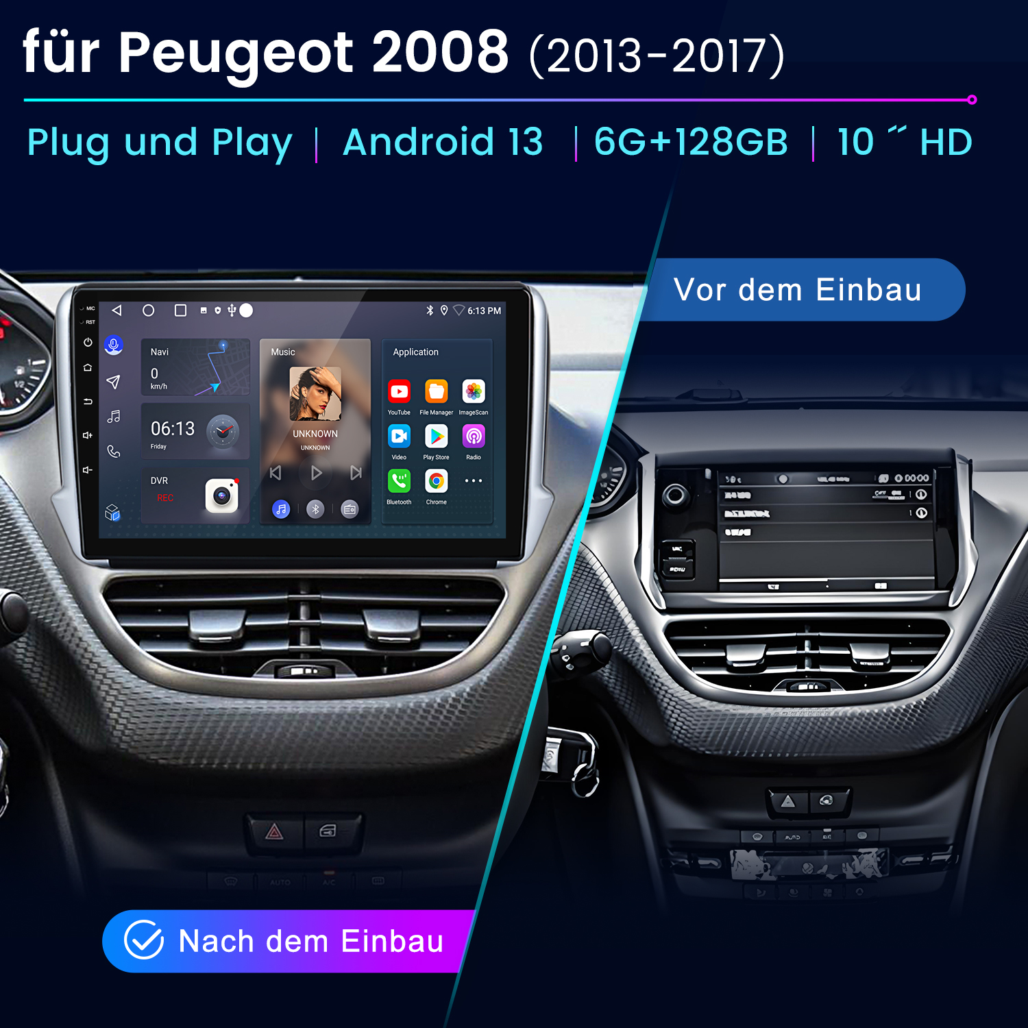 Draadloze Autoradio Android 15 voor Peugeot 408 2014-2018 met