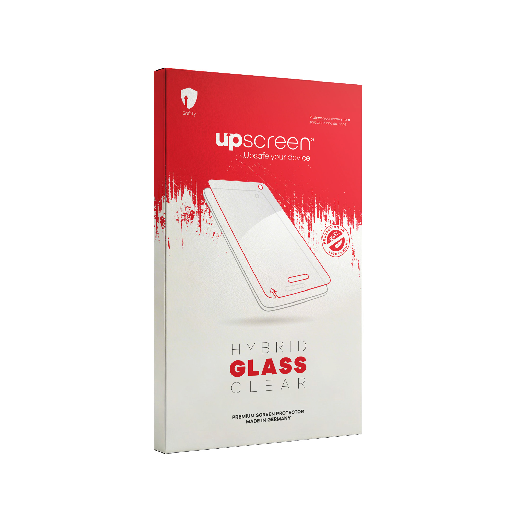 Verpackung für Displayschutzfolie: Hybrid Glass Clear von Upscreen.
