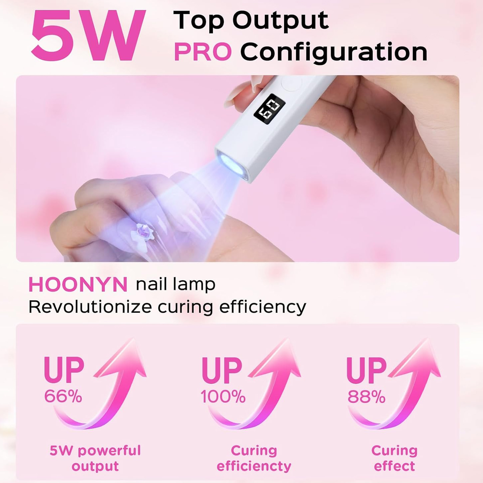 5W UV-Nagellampe härtet Nägel mit blauem Licht, zeigt 60 Sekunden an.
