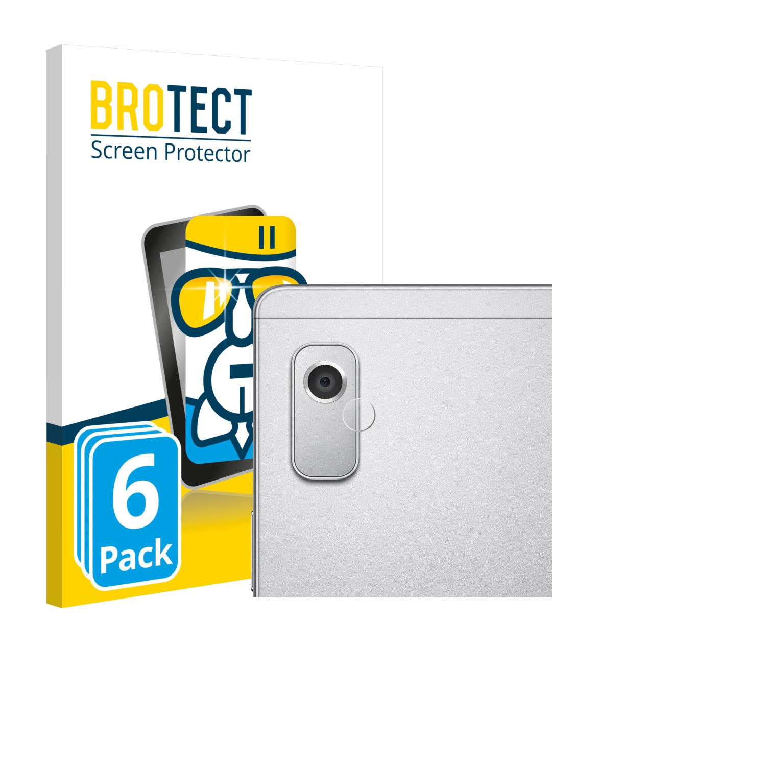 Verpackung für BROTECT Displayschutzfolien, 6 Stück. Ein Smartphone ist abgebildet.